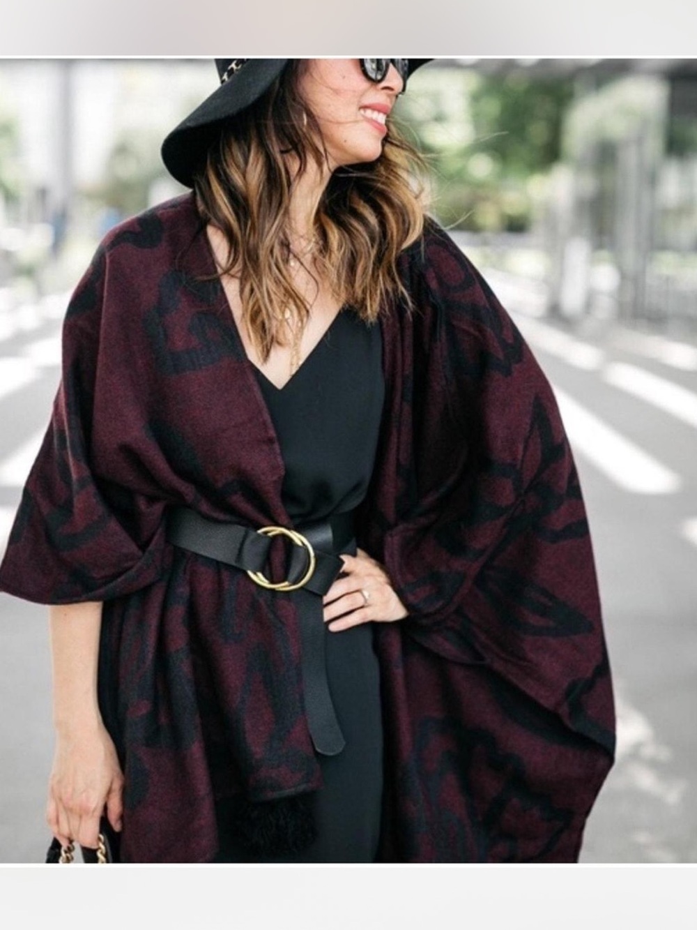 Cleobella Burgundy Black Tassel Poncho Capelet Whimsigoth Witchy Gothic Vampire